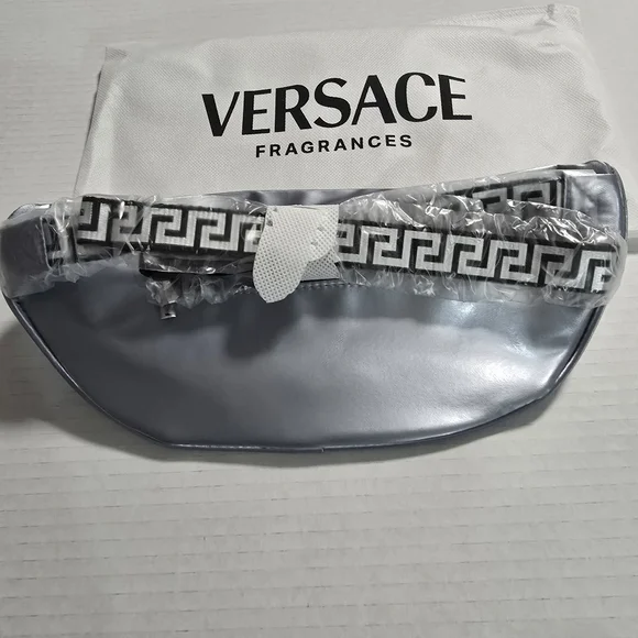 Versace Silver Belt Bag Travel Pouch Fanny Pack Crossbody Designer Unisex Bag - Picture 4 of 10